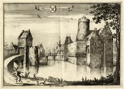 201541 Gezicht op het omgrachte kasteel Loenersloot uit het zuidwesten, met links het poortgebouw, de toegang tot de ...